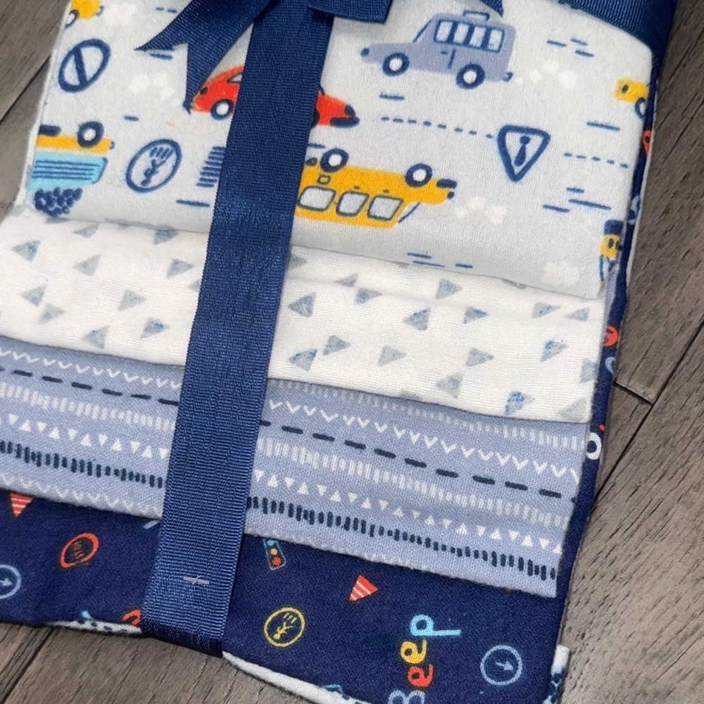 Colorful Baby receiving Blanket Set with Vehicles - Picture 2 of 3